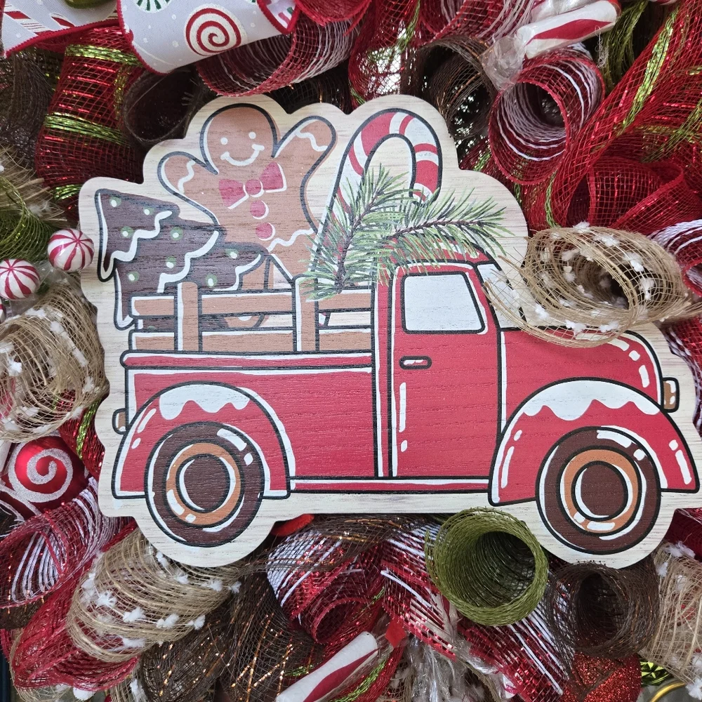 Little Red Truck Christmas Wreath